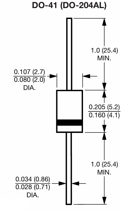 1N4001 Package Dimensions